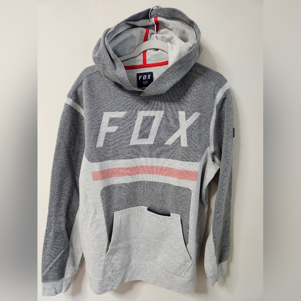 Fox Men's Gray and Pink Hoodie